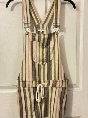 Full Circle Trends Women's Medium Multicolored Striped Overalls